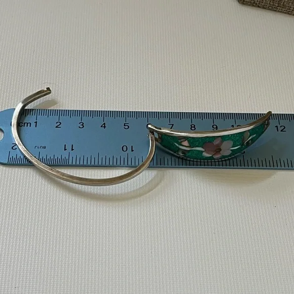 Taxco México Beautiful Vintage Flower Inlay Bracelet - Picture 4 of 7